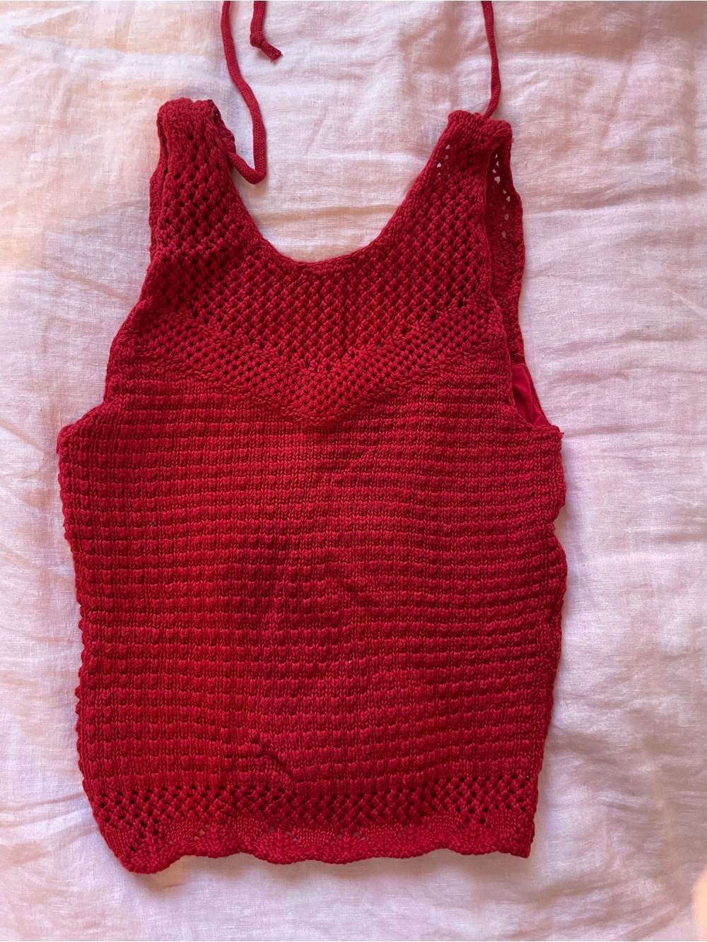 Hollister Red Crochet Tank Top - Sleeveless Knit Summer Top